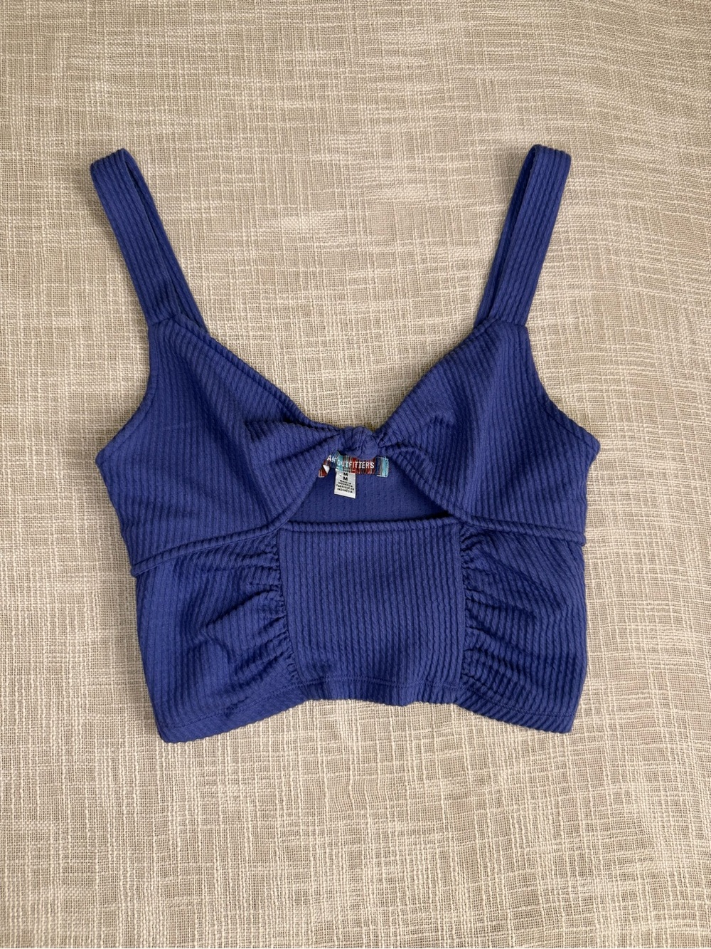 Urban Outfitters Blue Purple Ribbed Cut Out Crop Tank Top Medium Y2K Going Out